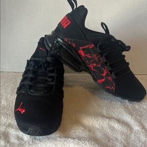 Puma Black Sneakers with Red Highlights